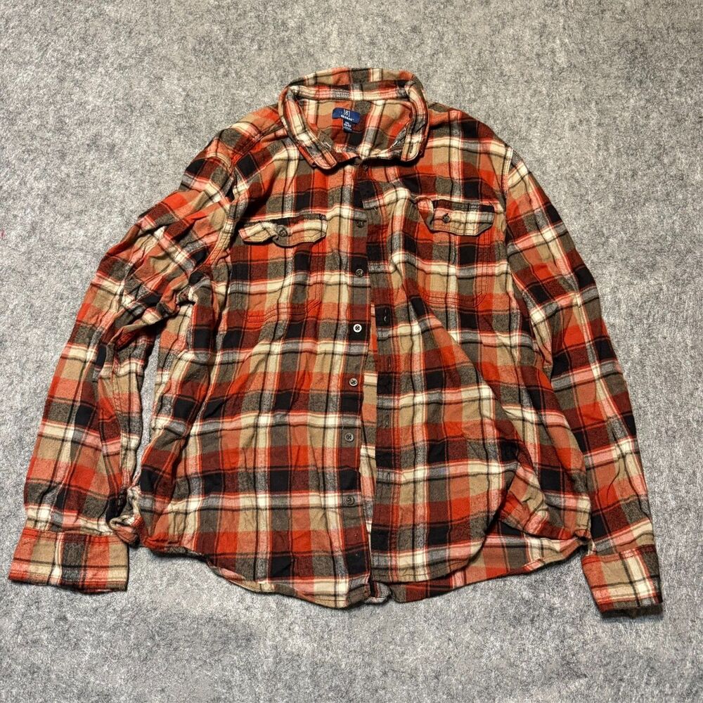 George Mens Flannel Shirt Size 2XL Multicolor Plaid Long Sleeved Button Up